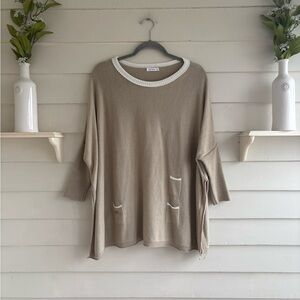 Mer Sea Catalina Sweater Tan with Cream Detail Women’s One Size